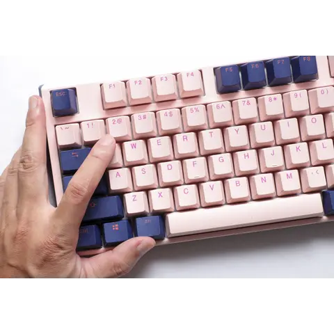 Teclado Mecanico Ducky One 3 Tkl Fuji Teclas De Color Rosa Y Azul Marino  Blue Interruptor Ingles Pbt Doble Disparo Sin Costuras Estuche Superior Rosa
