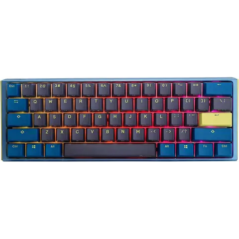 Teclado Mecanico Ducky One 3 Daybreak Mini Teclas Azules Clear Switch Ingles Pbt Doble Disparo Sin Costuras Caja Superior Azul Caja Inferior Gris Caja