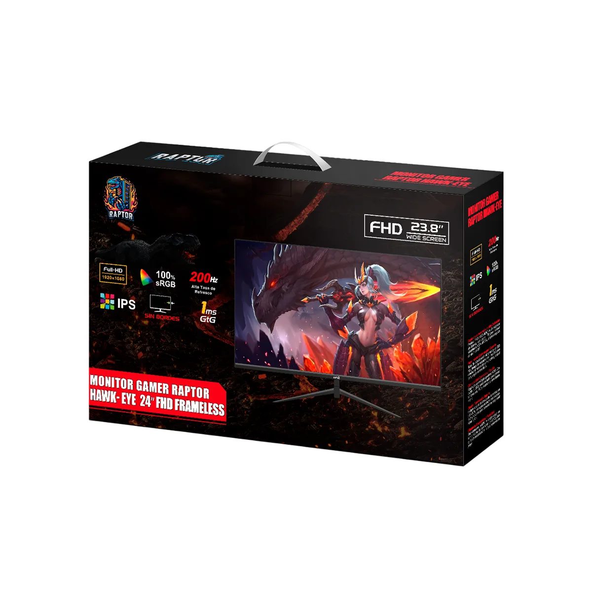 Monitor 24 200hz Fhd Ips 1ms Frameless Hawk Eye Negro Raptor