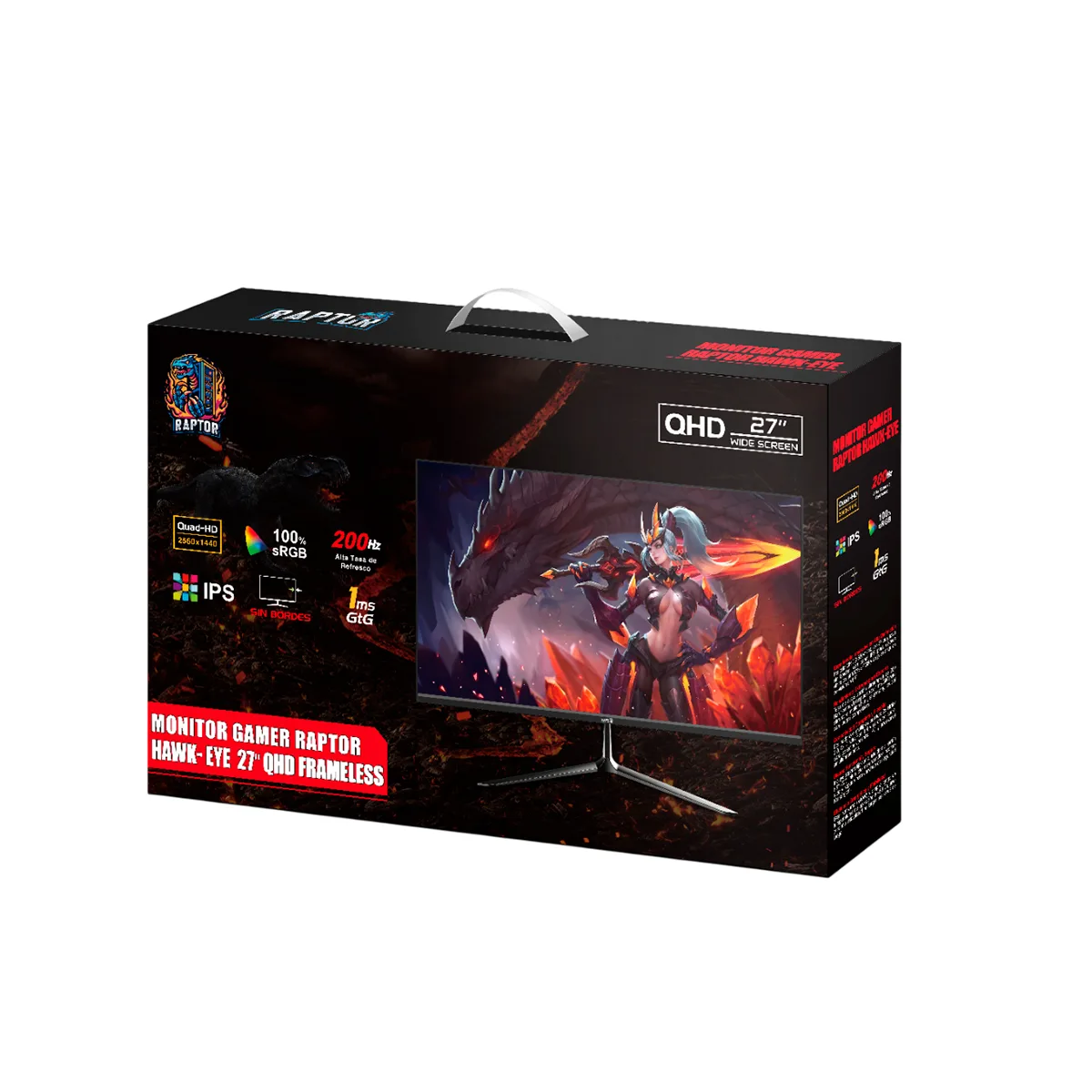 Monitor 27 200hz 2k Qhd Ips 1ms Frameless Hawk Eye Negro Raptor