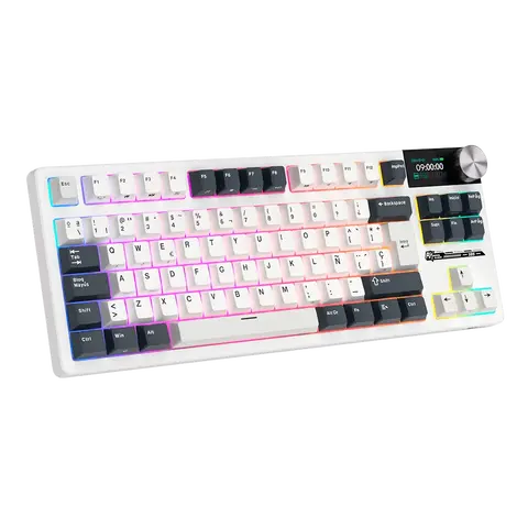 Teclado Royal Kludge Rk S85 Wireless White Night Sw Beige