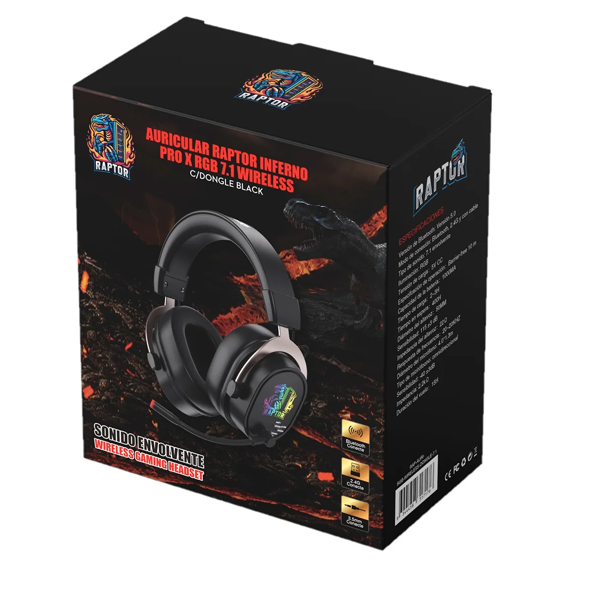 Auricular Raptor Inferno Pro X Wireless C-dongle Negro