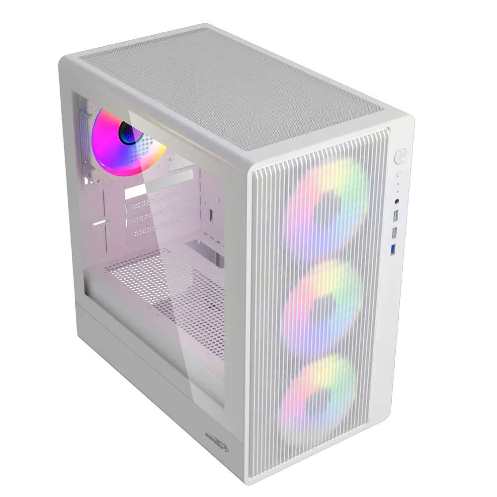 Gabinete Backfire White Argb Mesh Tg Fan X4 Sentey