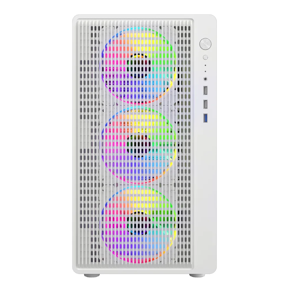 Gabinete Backfire White Argb Mesh Tg Fan X4 Sentey