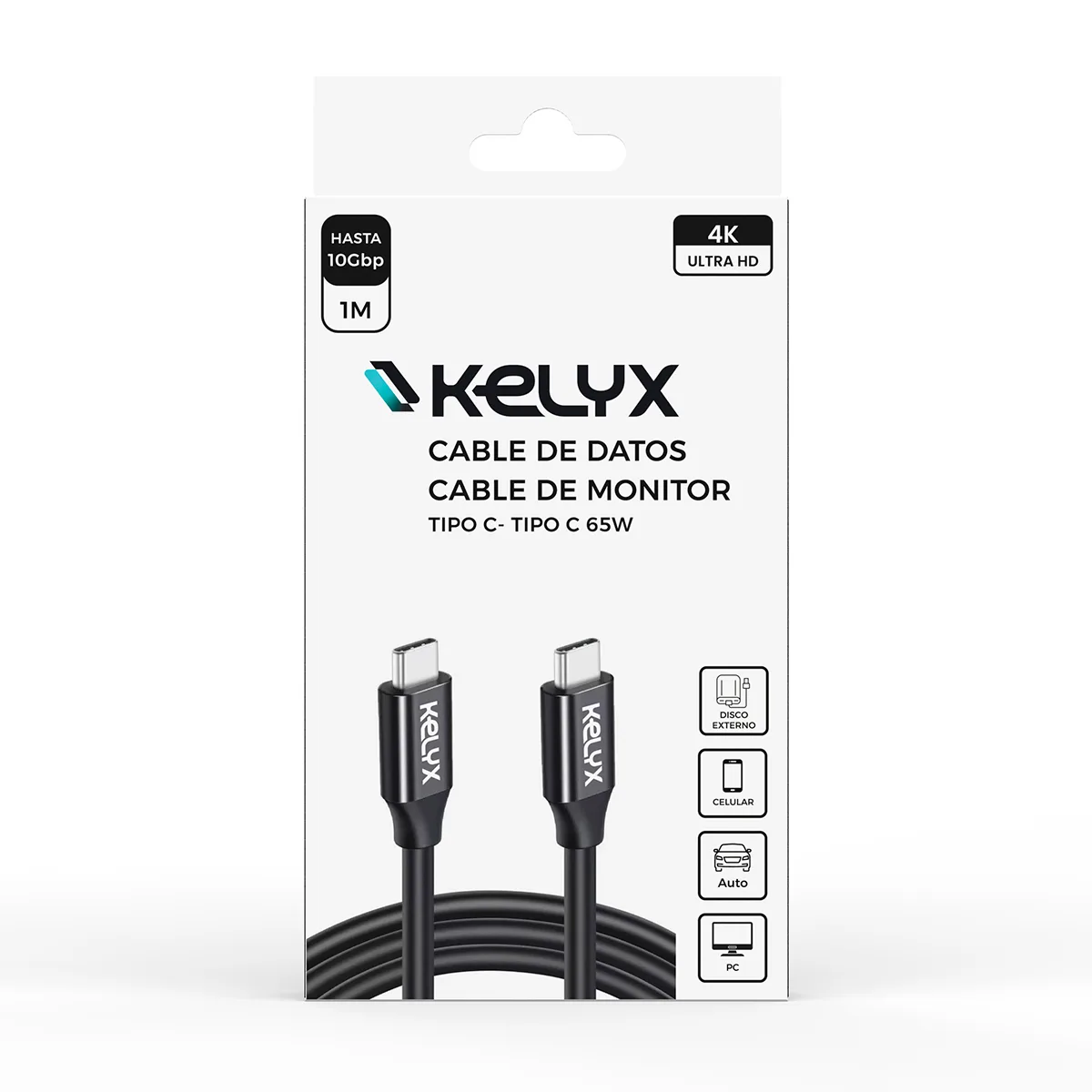 Cable Usb Tipo C 65w 10gbp 4k Ultra Hd 1m Kelyx