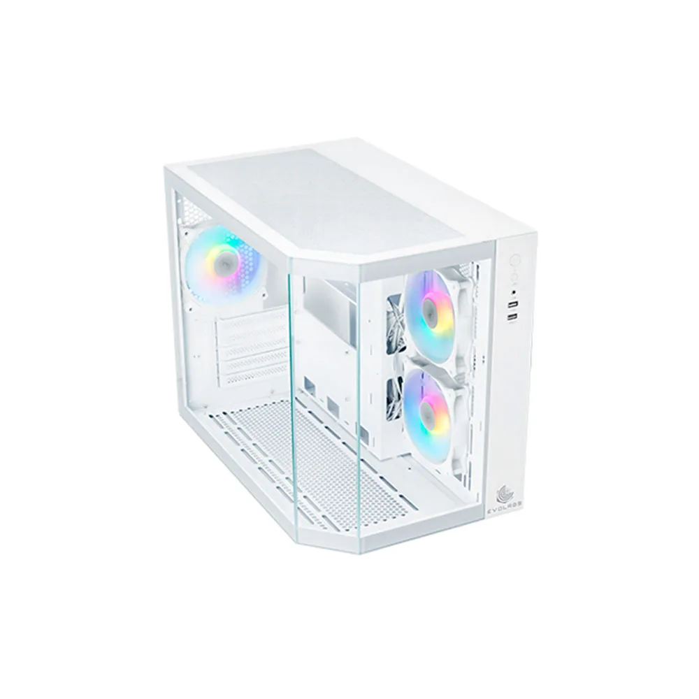 Gabinete Evo Primacy White Tg Fan X3 Argb Evolabs