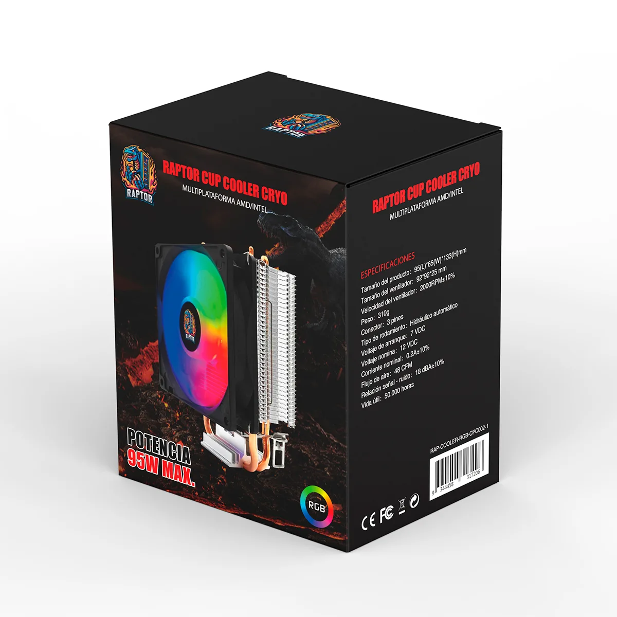 Cooler Cpu Raptor Cryo Frgb Tdp 95w