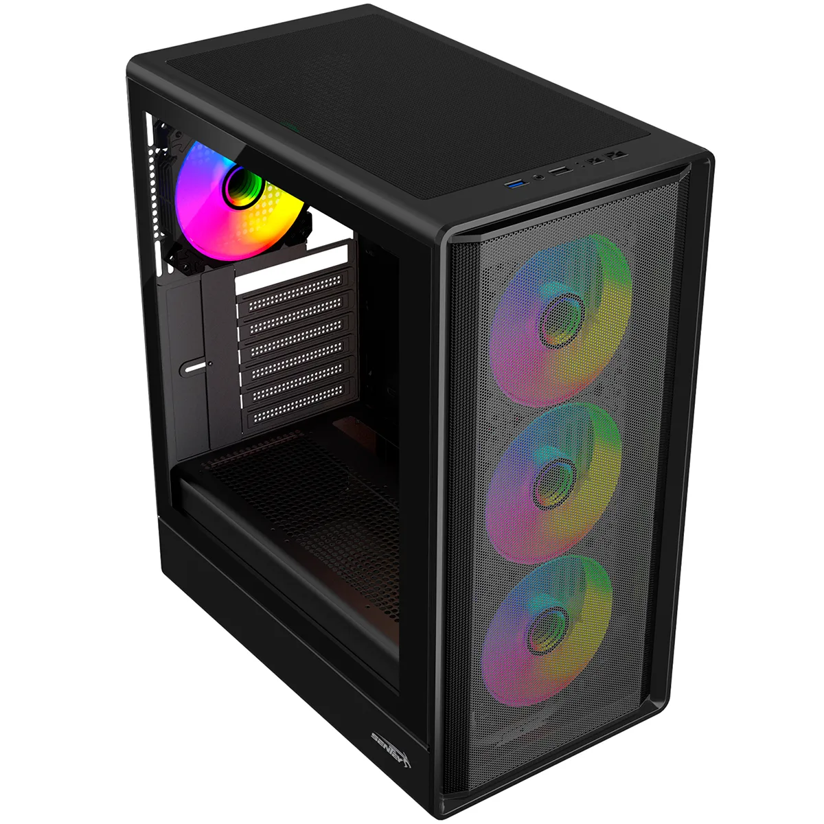 Gabinete Strega M40 Black Mesh Fans X4 Argb Tg Sentey