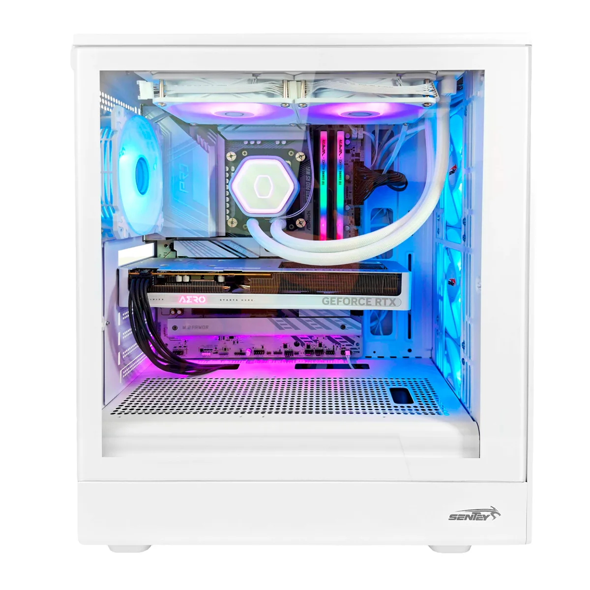 Gabinete Strega M40 White Mesh Fans X4 Argb Tg Sentey