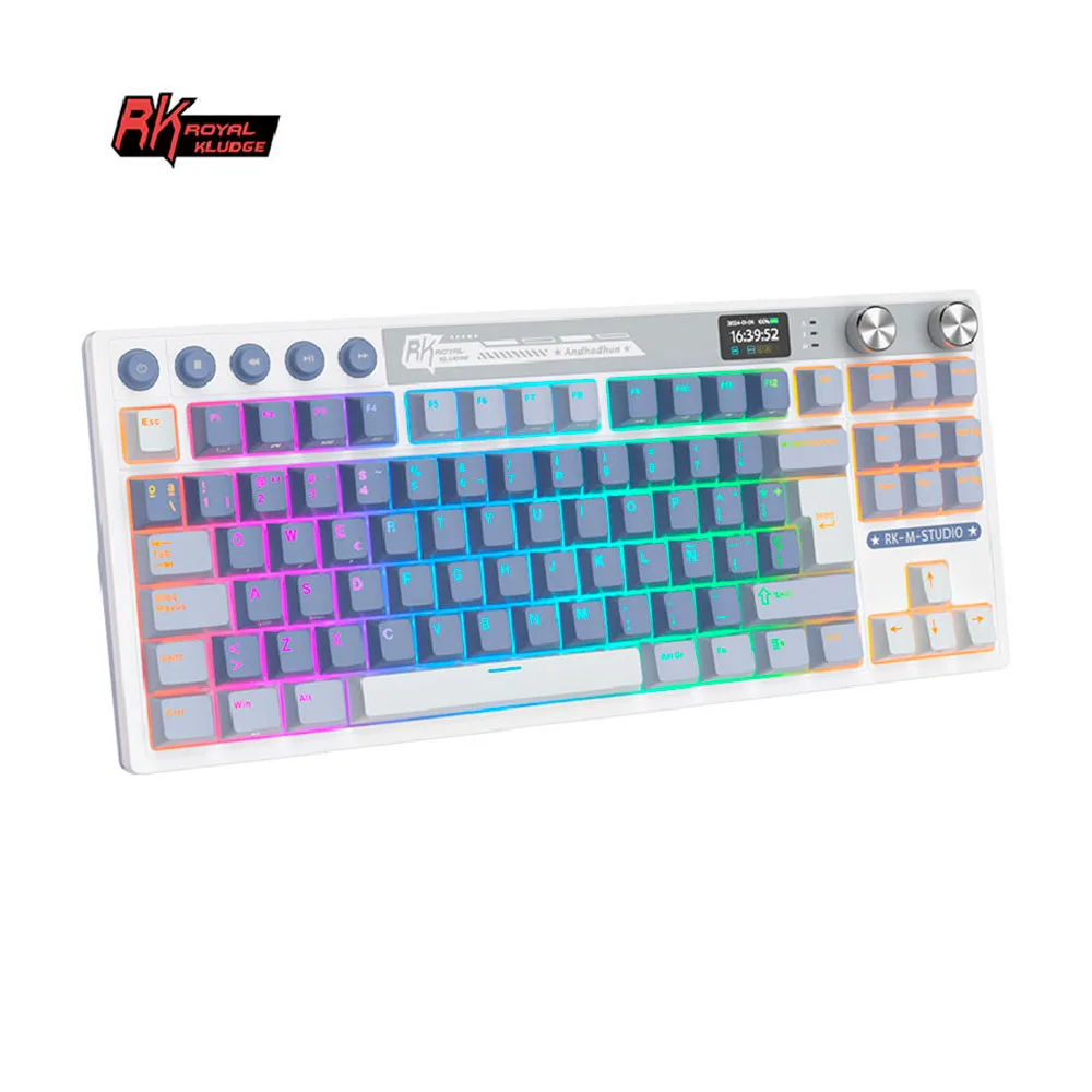 Teclado Royal Kludge Rk M87 Ocean Blue Switch Cream 75