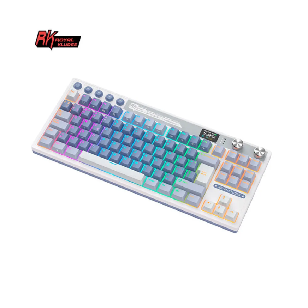 Teclado Royal Kludge Rk M87 Ocean Blue Switch Cream 75