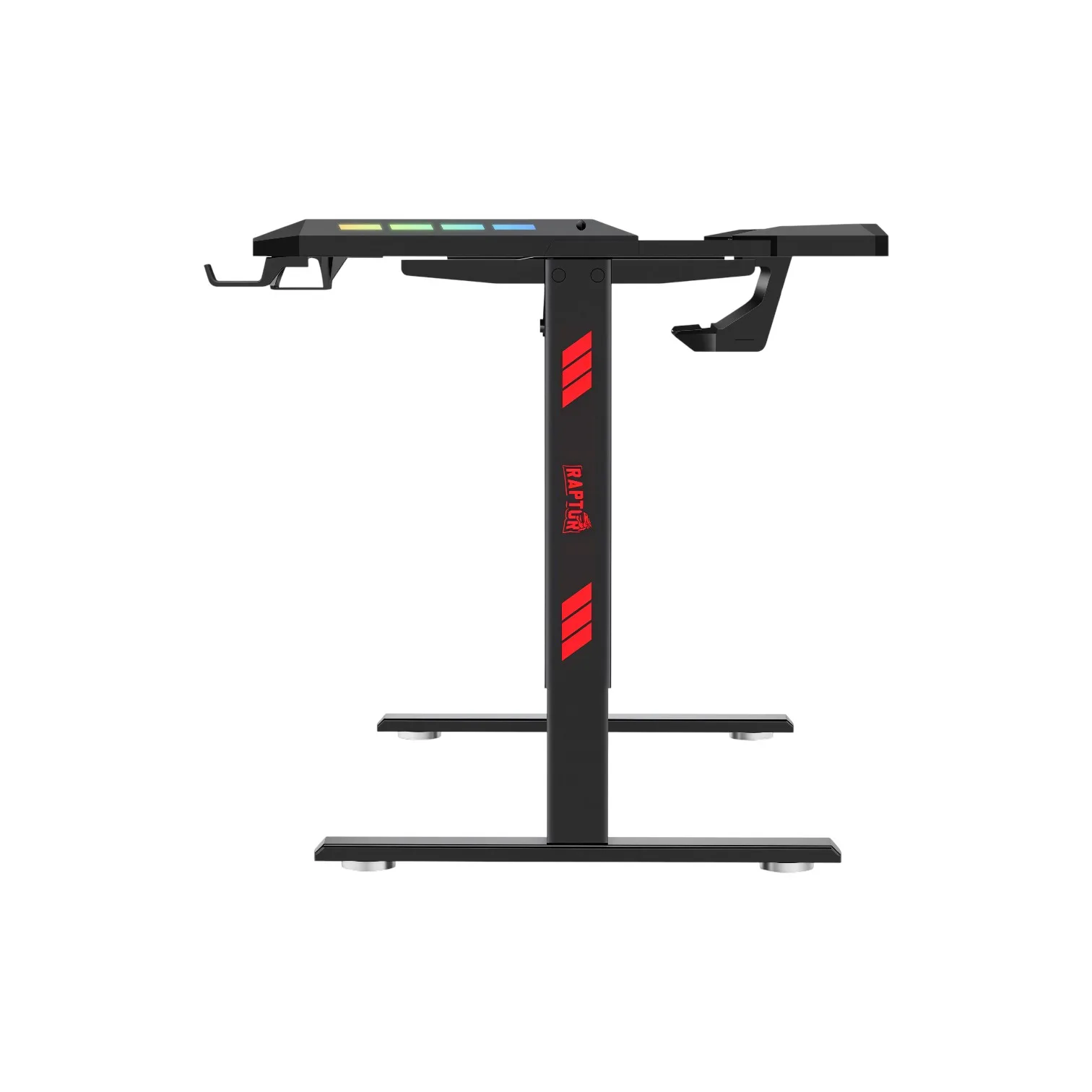 Escritorio Gamer Raptor Glow Station Rgb Elevacion Porta Vasos + Porta Auricular