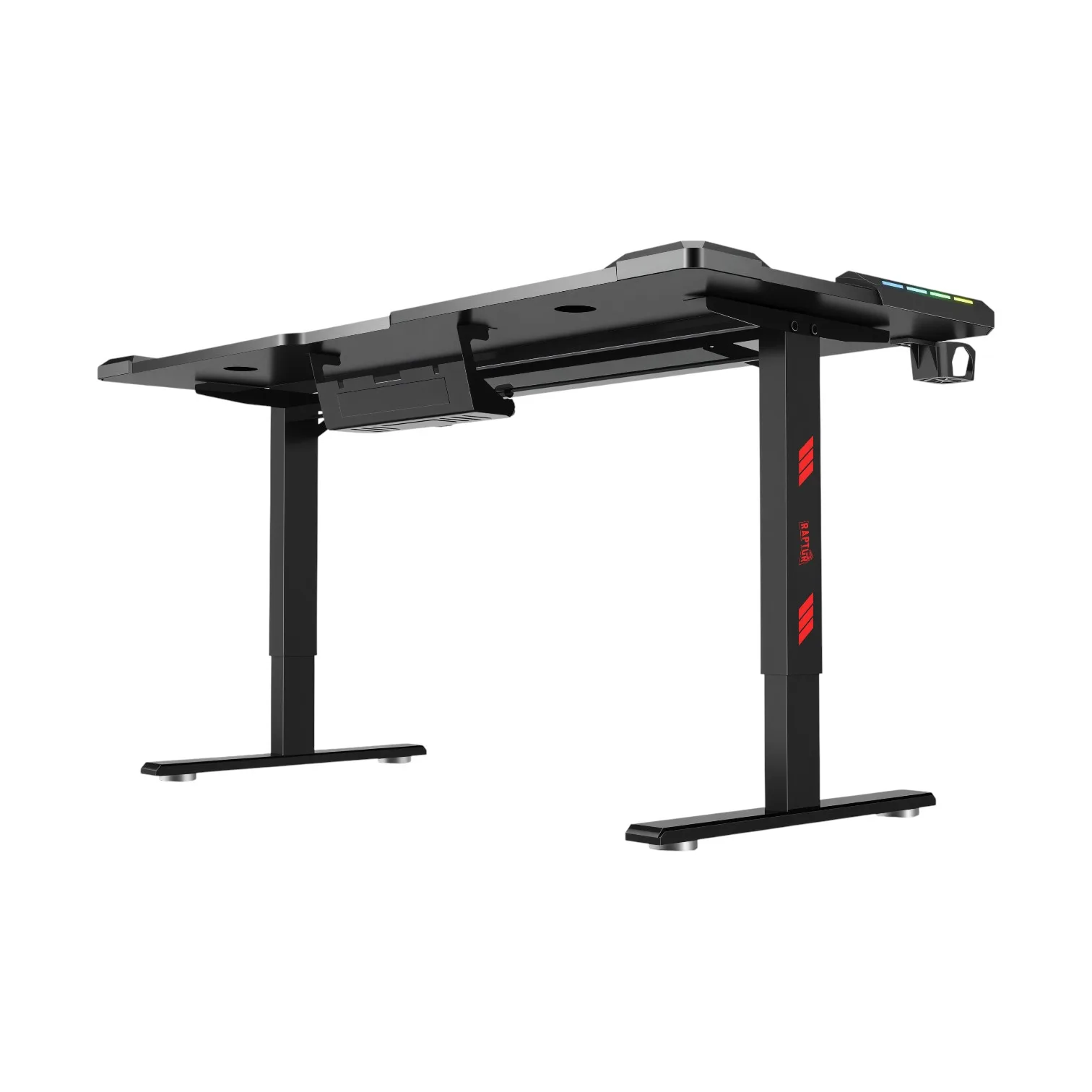 Escritorio Gamer Raptor Glow Station Rgb Elevacion Porta Vasos + Porta Auricular