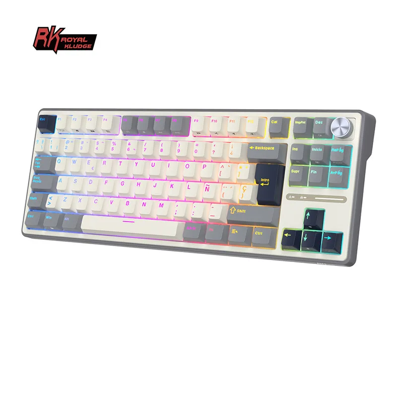 Teclado Royal Kludge Rk R87 Pro Half Gray Switch Creamy 75