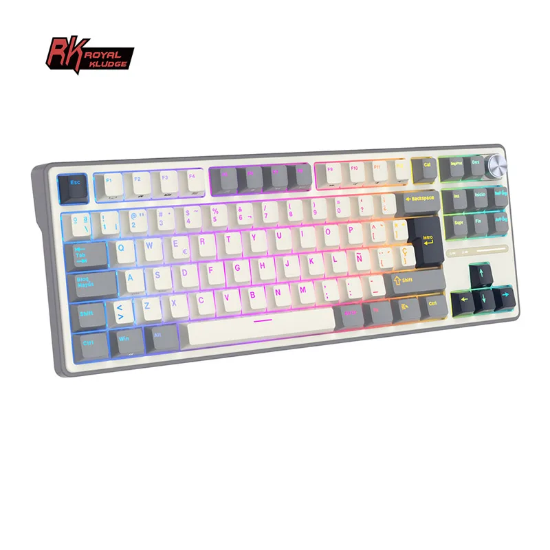 Teclado Royal Kludge Rk R87 Pro Half Gray Switch Creamy 75