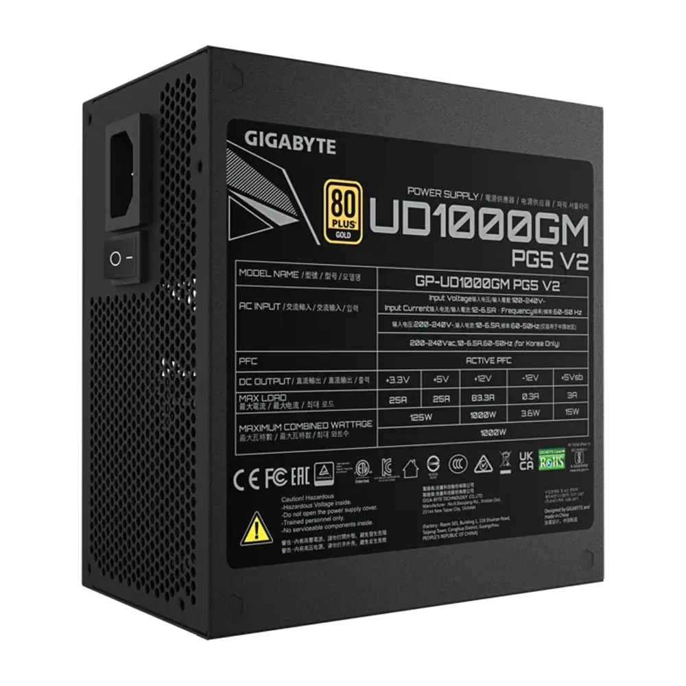 Fuente 1000w 80+ Gold Ud Full Modular Pg5 V2 Gigabyte