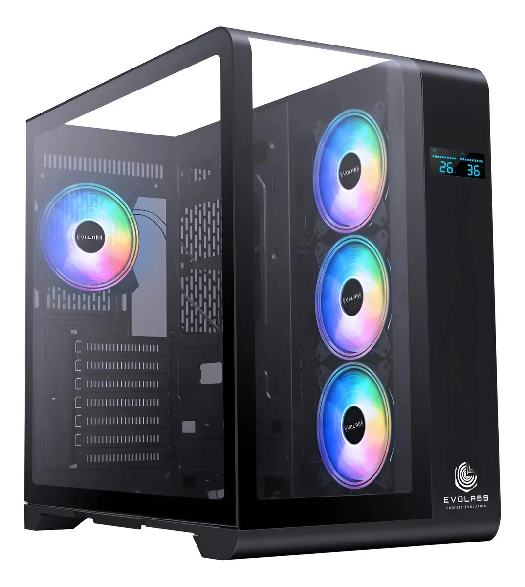 Gabinete Mid Tower Evolabs Synergy 4 Fan Argb LCD