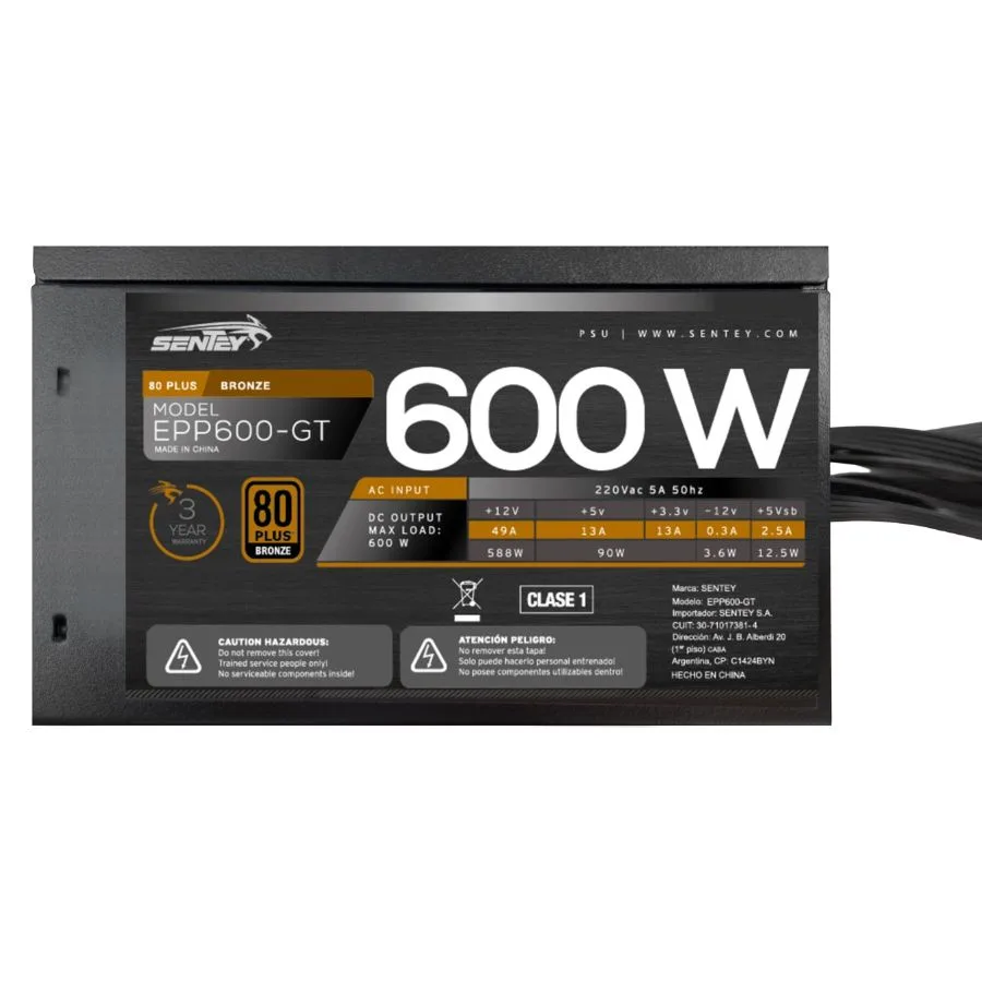 Fuente Sentey EPP600-GT 600W 80 Plus Bronze