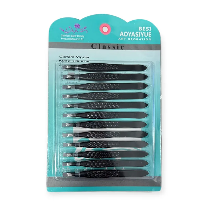 Pack X12 Pinzas Para Depilar Cejas Punta Plana