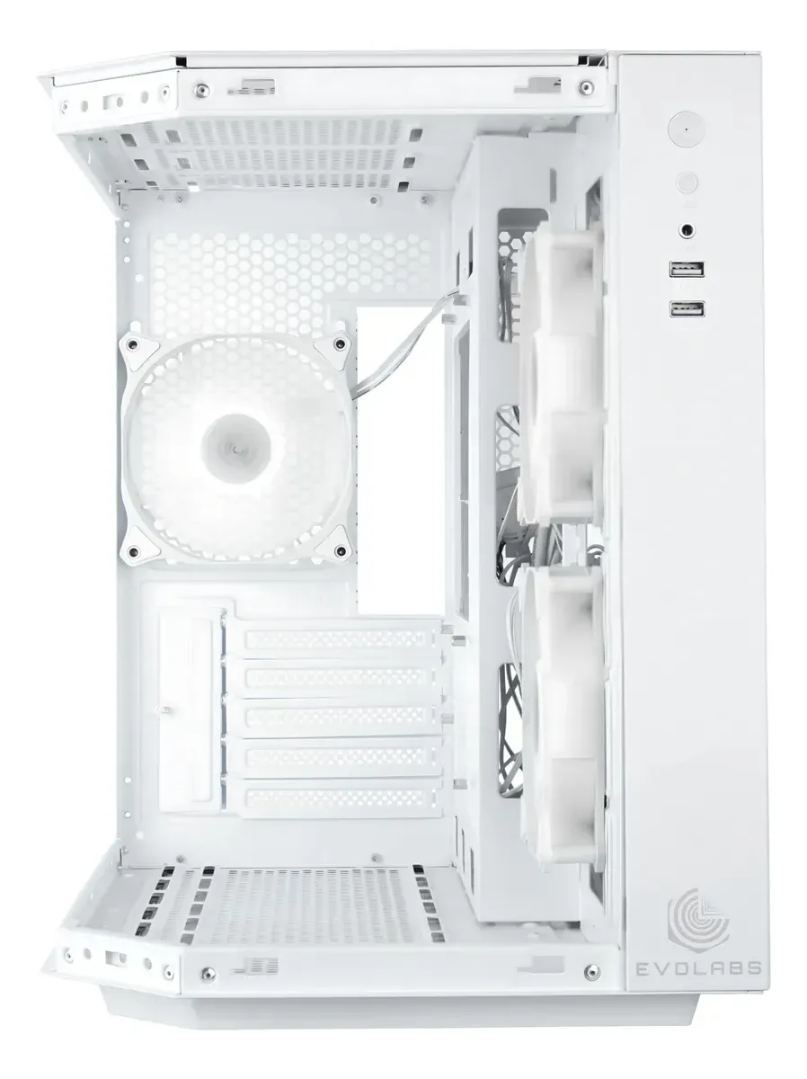 Gabinete Gamer Evolabs Primacy X3 Fan ARGB White EVO-300MW
