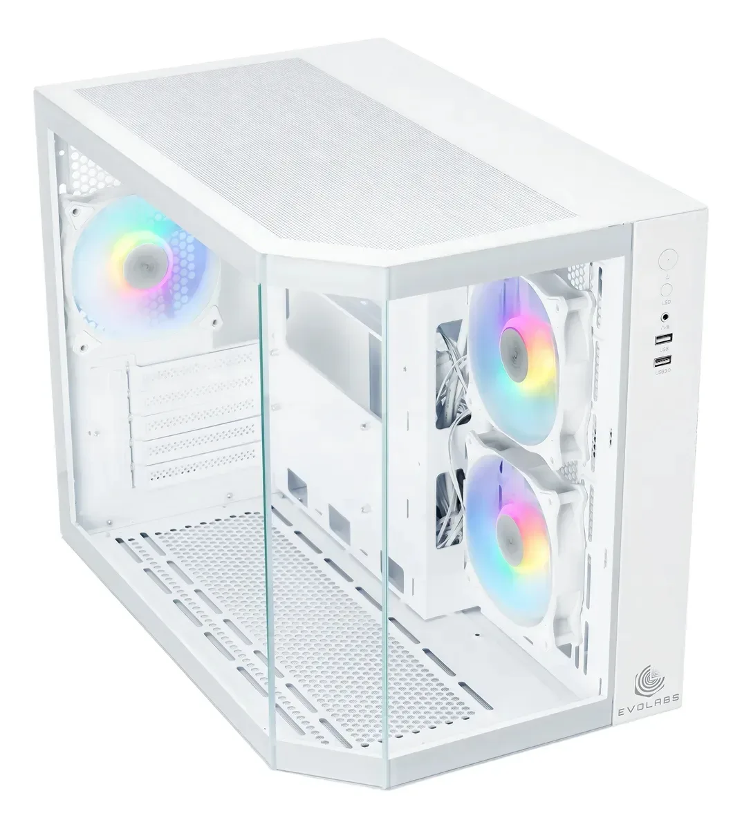 Gabinete Gamer Evolabs Primacy X3 Fan ARGB White EVO-300MW