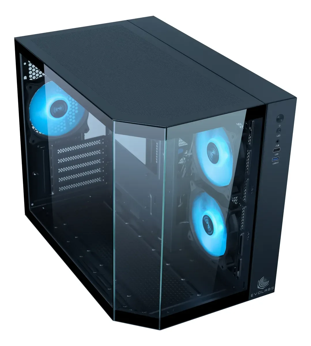 Gabinete Gamer Evolabs Primacy X3 Fan ARGB Black EVO-300MB