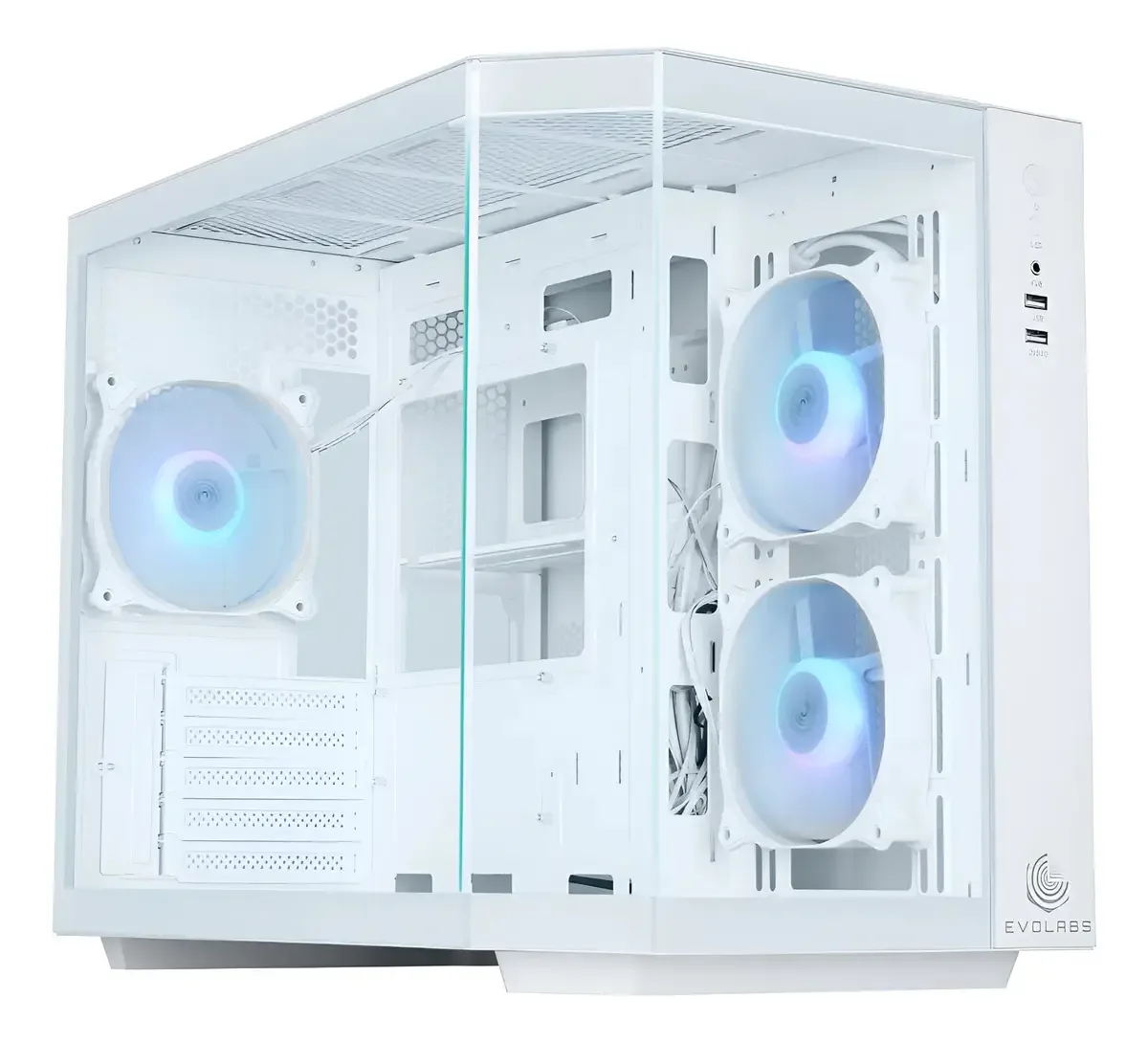 Gabinete Gamer Evolabs Primacy X3 Fan ARGB White EVO-300MW