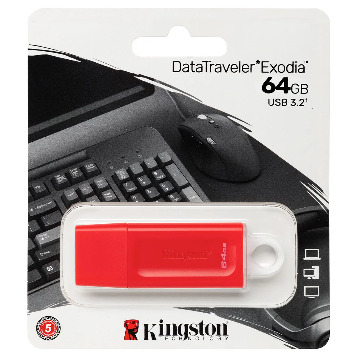 Almacenamiento Pendrive Kingston 64GB DataTraveler Exodia Red KC-U2G64-7GR