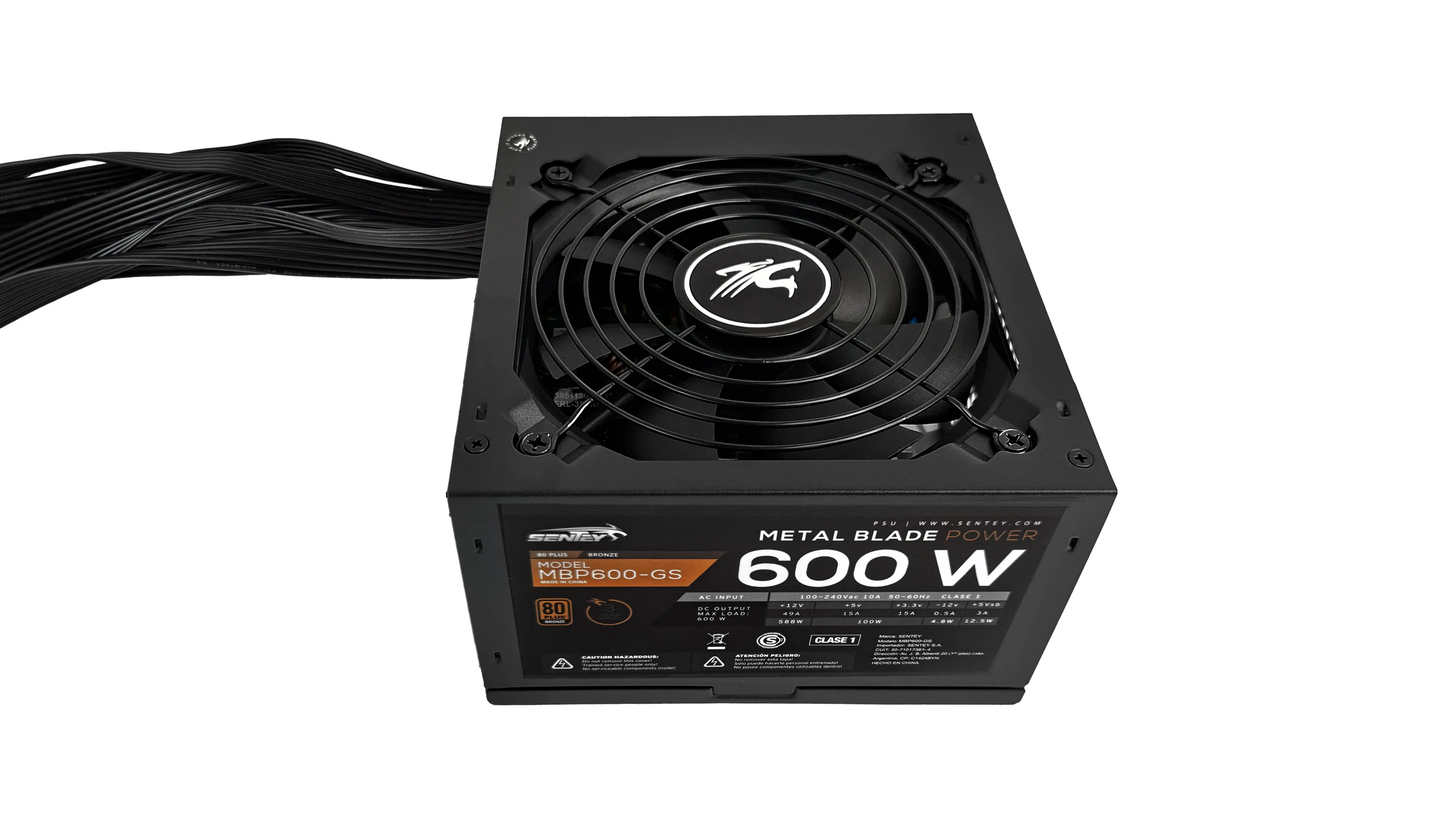 Fuente Certificada Sentey 600W 80 Plus Bronze EPP600-GT