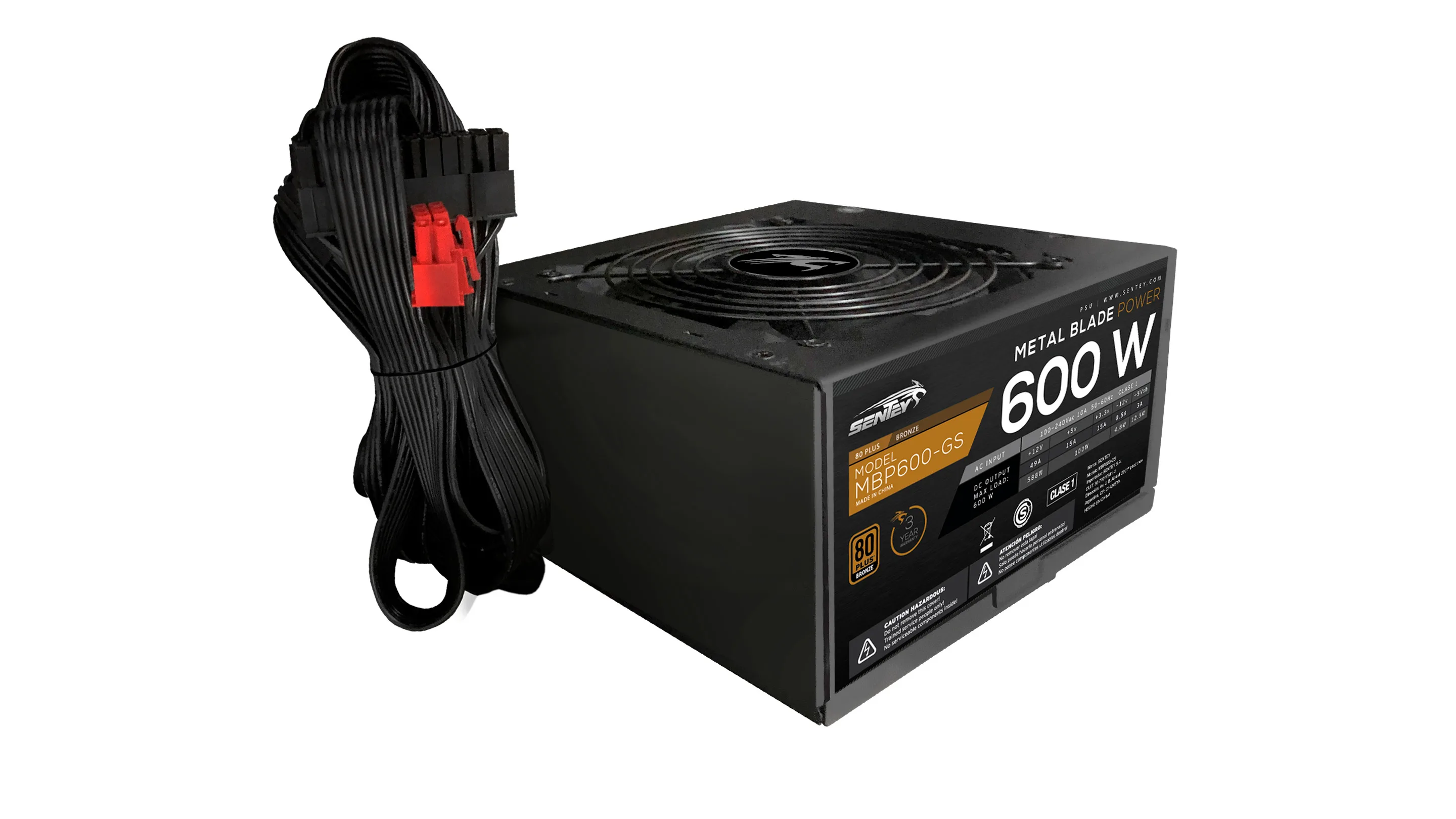 Fuente Certificada Sentey 600W 80 Plus Bronze EPP600-GT