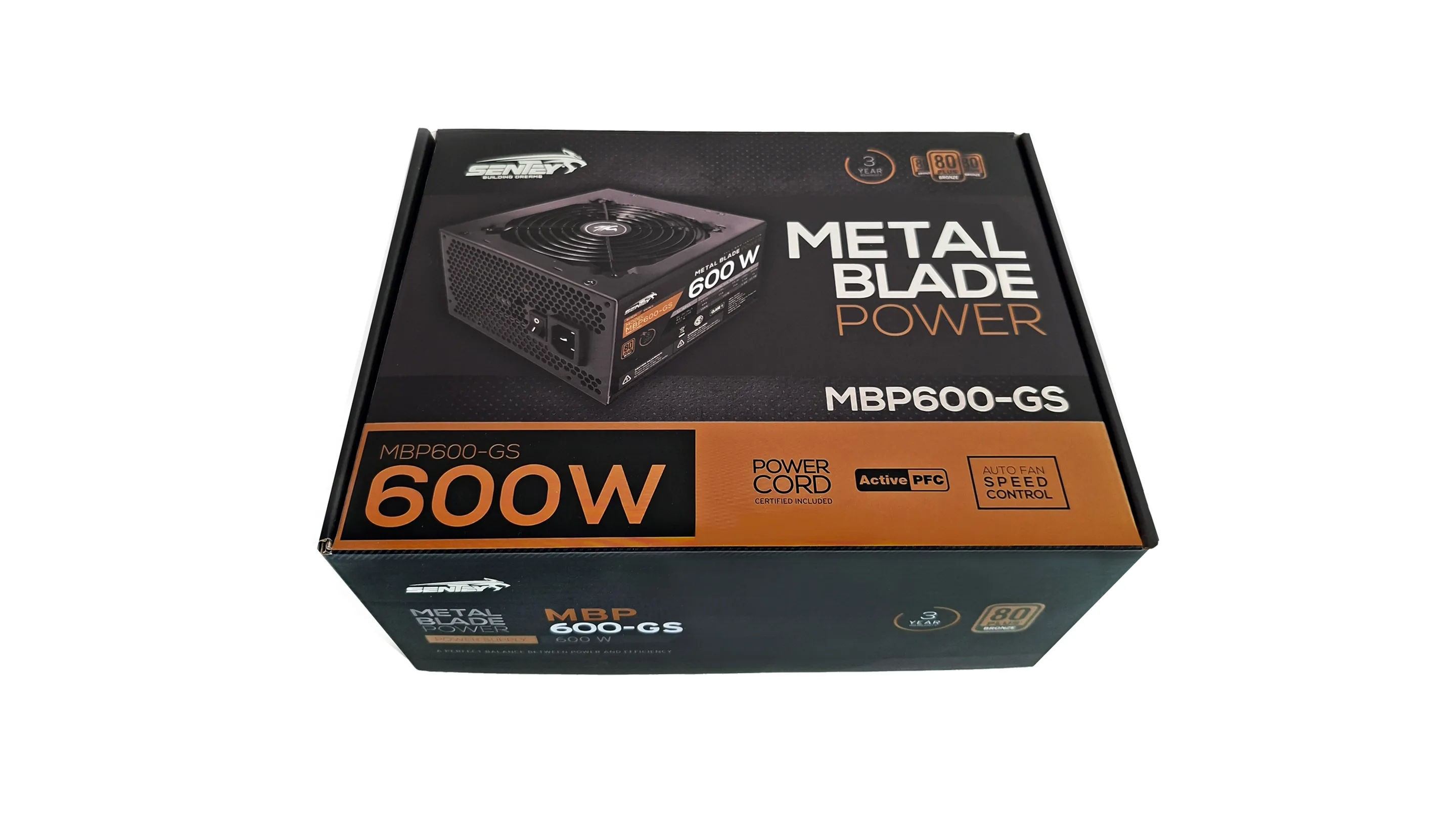 Fuente Certificada Sentey 600W 80 Plus Bronze EPP600-GT