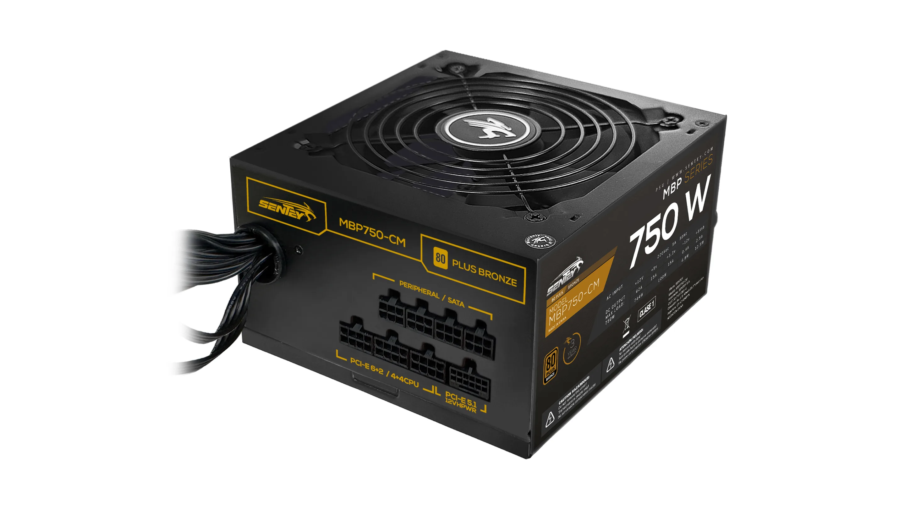 Fuente Certificada Sentey 750W 80 Plus Bronze Semi Modular MBP750-CM