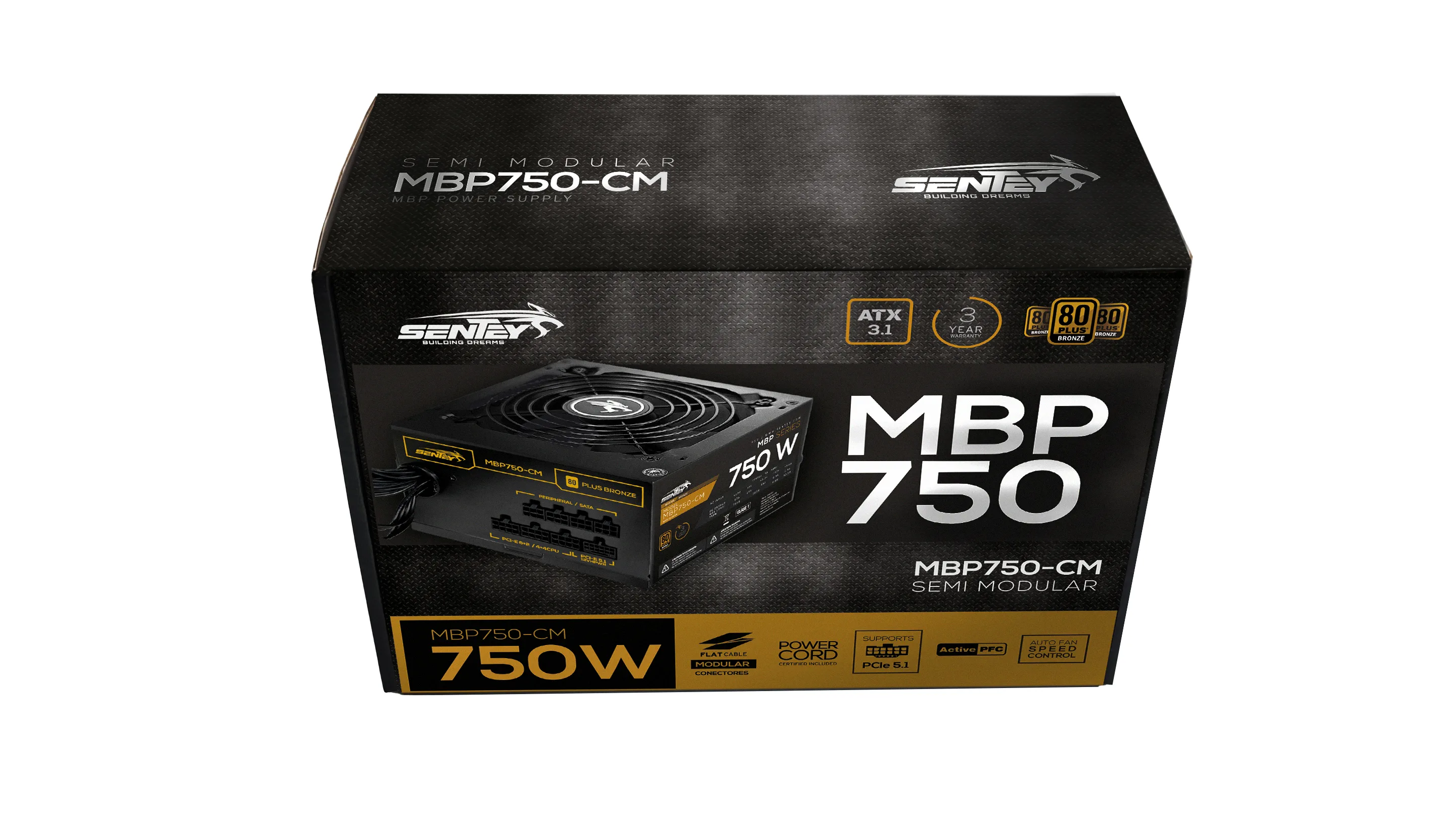 Fuente Certificada Sentey 750W 80 Plus Bronze Semi Modular MBP750-CM