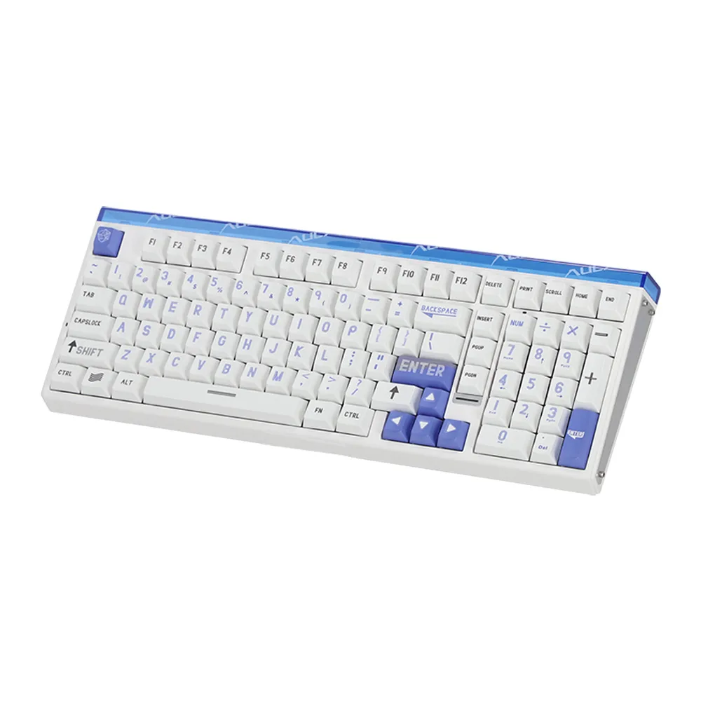 Perifericos Teclado USB Aula Hero 99 White + Purple RGB Switch Graywood Gamer Magnetico