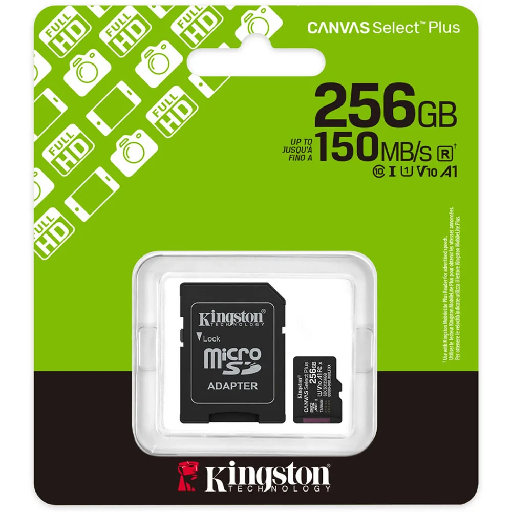 ALMACENAMIENTO MICROSD KINGSTON 256GB 150MB/S A1 CANVAS SELECT PLUS SDCS3/256GB