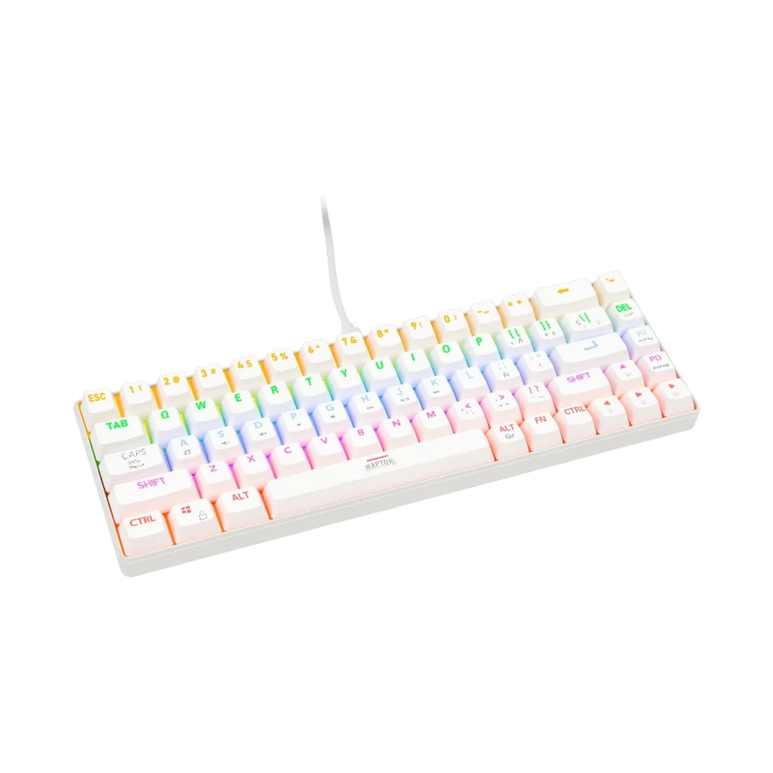 Perifericos Teclado USB Raptor Fireclaw M68 White Switch Red Gamer Mecanico RAP-TEC-MEC-68-WH