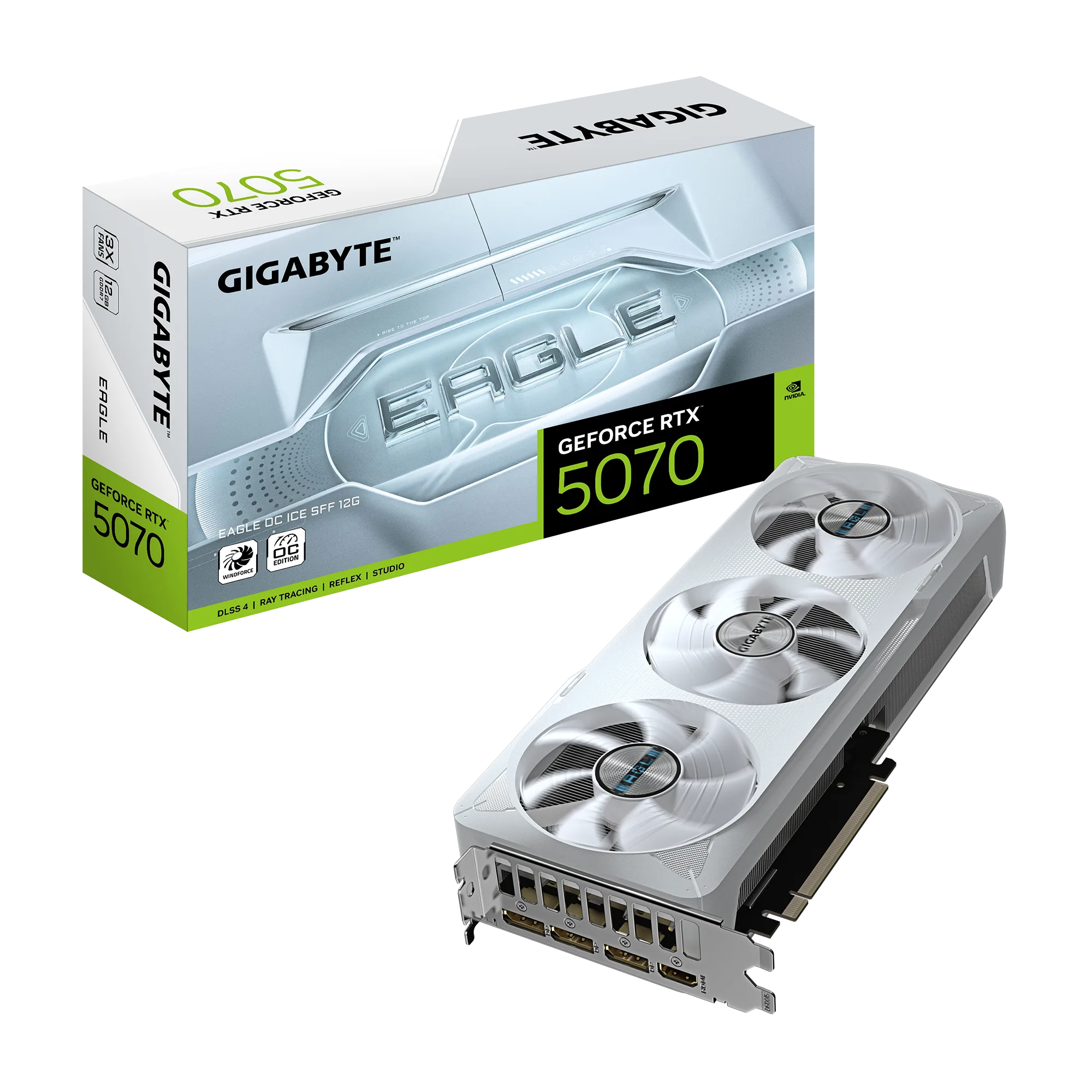 PLACA DE VIDEO NVIDIA GEFORCE GIGABYTE RTX 5070 EAGLE OC ICE SFF 12G GV-N5070EAGLEOC ICE-12GD