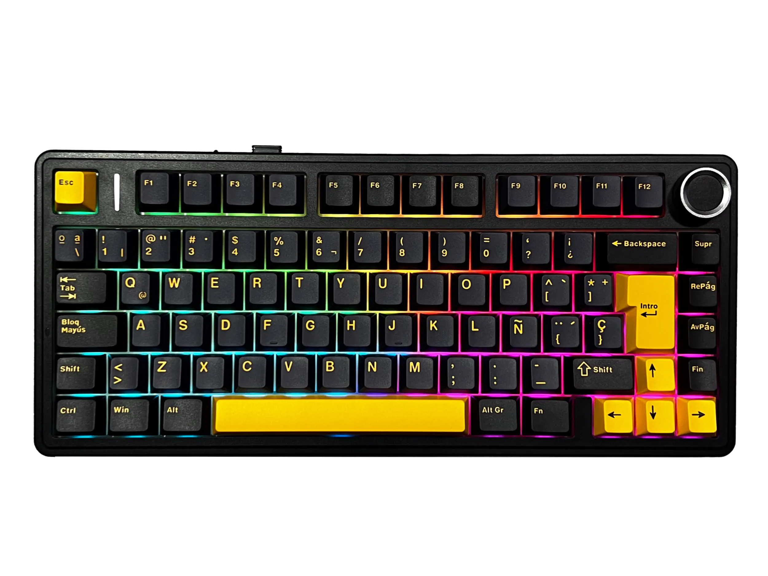 Perifericos Teclado Inalambrico Aula F75 Black Dark Blue Orange RGB Switch Reaper Gamer Mecanico BT