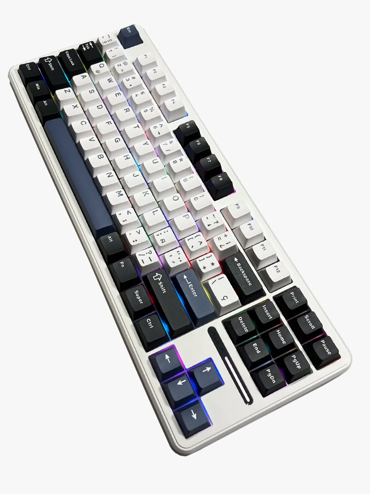 Perifericos Teclado Inalambrico Aula F87 White Gray Blue Switch GrayWood Gamer Mecanico BT
