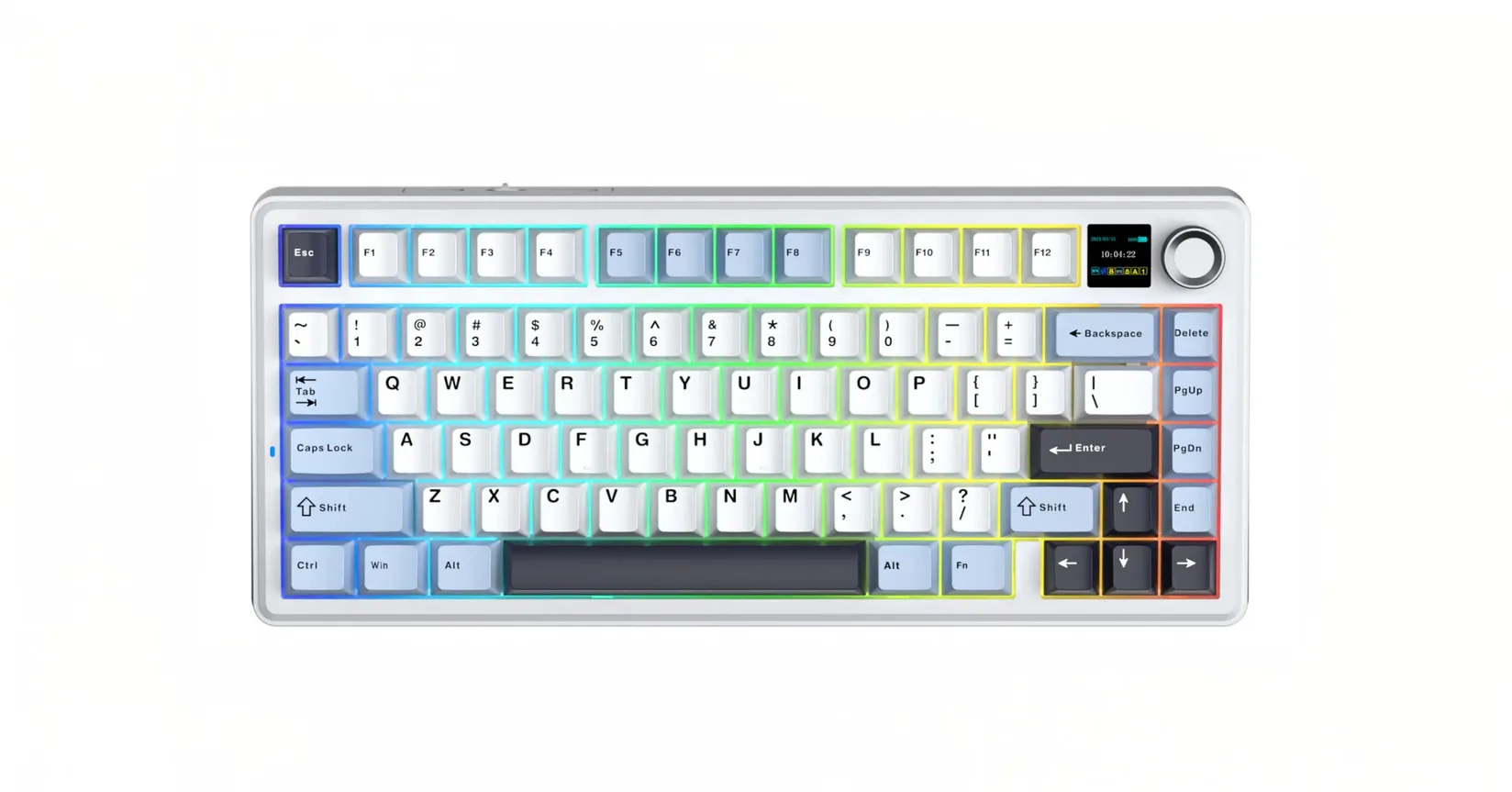 Perifericos Teclado Inalambrico Aula F75 Max Blue + White + Dark Purple Switch Reaper Gamer Mecanico BT