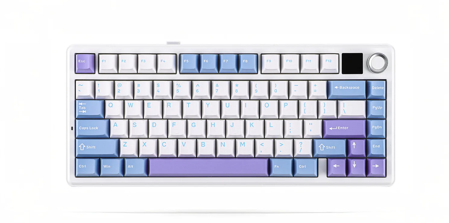 Perifericos Teclado Inalambrico Aula F75 Max Light Blue + White + Purple Switch Reaper Gamer Mecanico BT