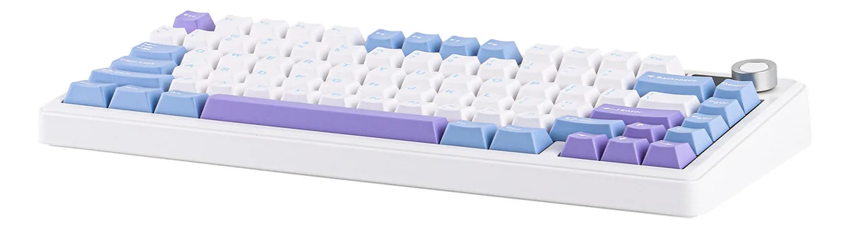 Perifericos Teclado Inalambrico Aula F75 Max Light Blue + White + Purple Switch Reaper Gamer Mecanico BT