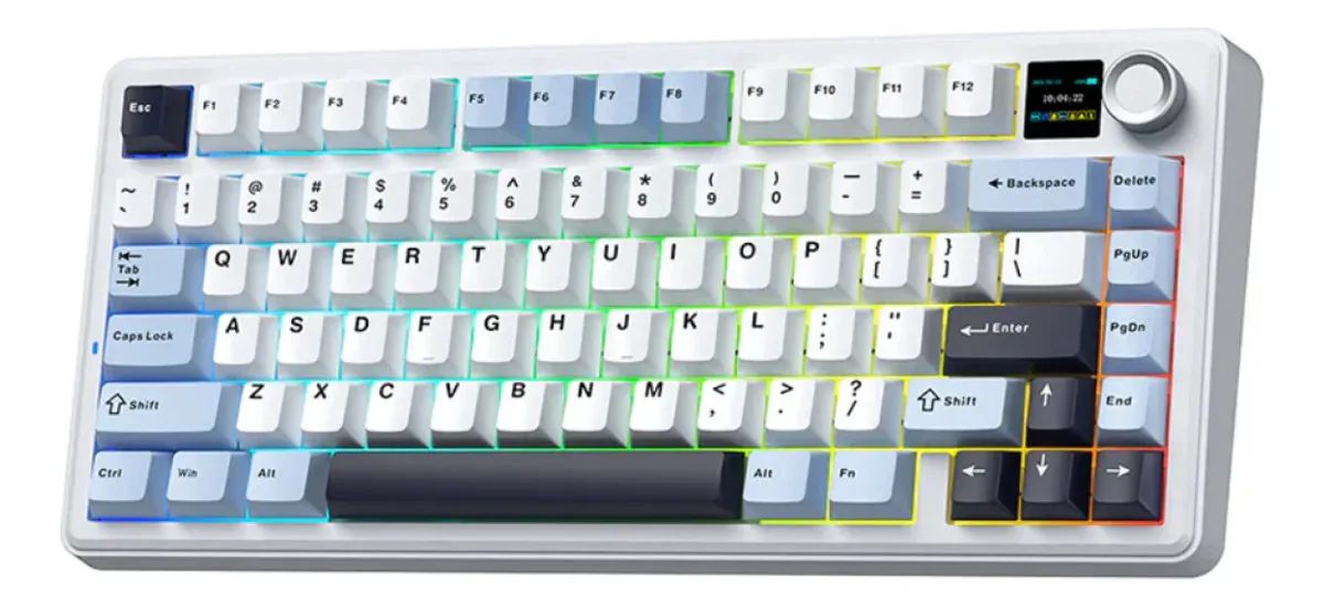 Perifericos Teclado Inalambrico Aula F75 Max Blue + White + Dark Purple Switch Reaper Gamer Mecanico BT