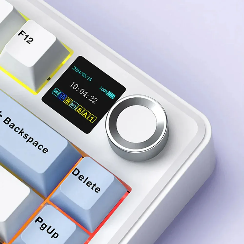 Perifericos Teclado Inalambrico Aula F75 Max Blue + White + Dark Purple Switch Reaper Gamer Mecanico BT