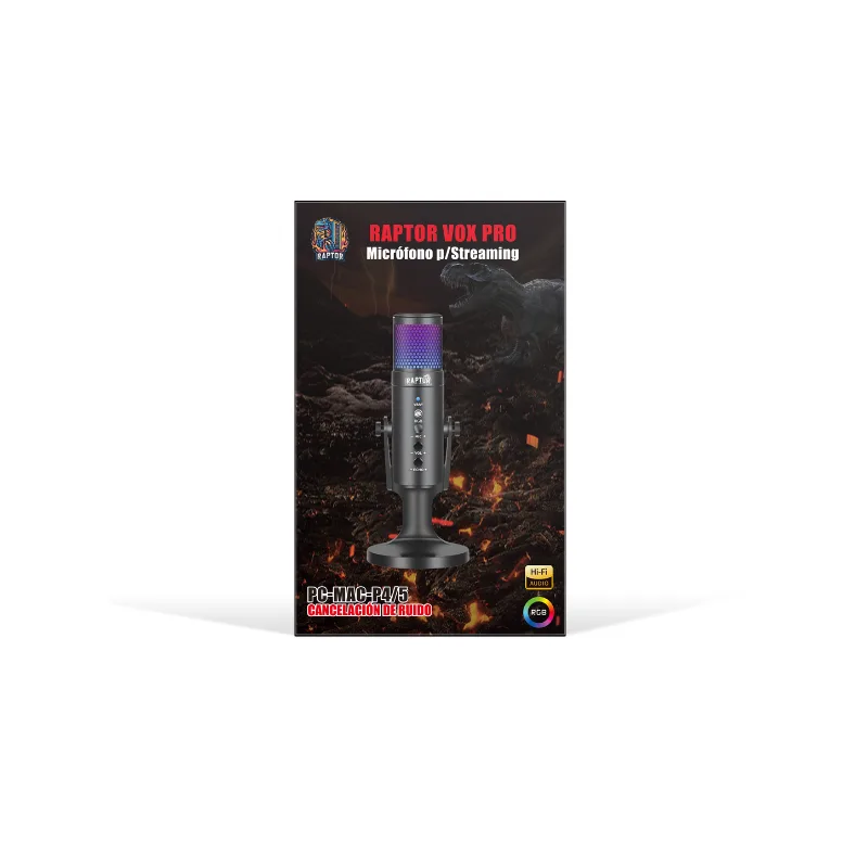 Perifericos Microfono Raptor Vox Pro RGB Black RAP-MICRO-PRO-RGB-USB