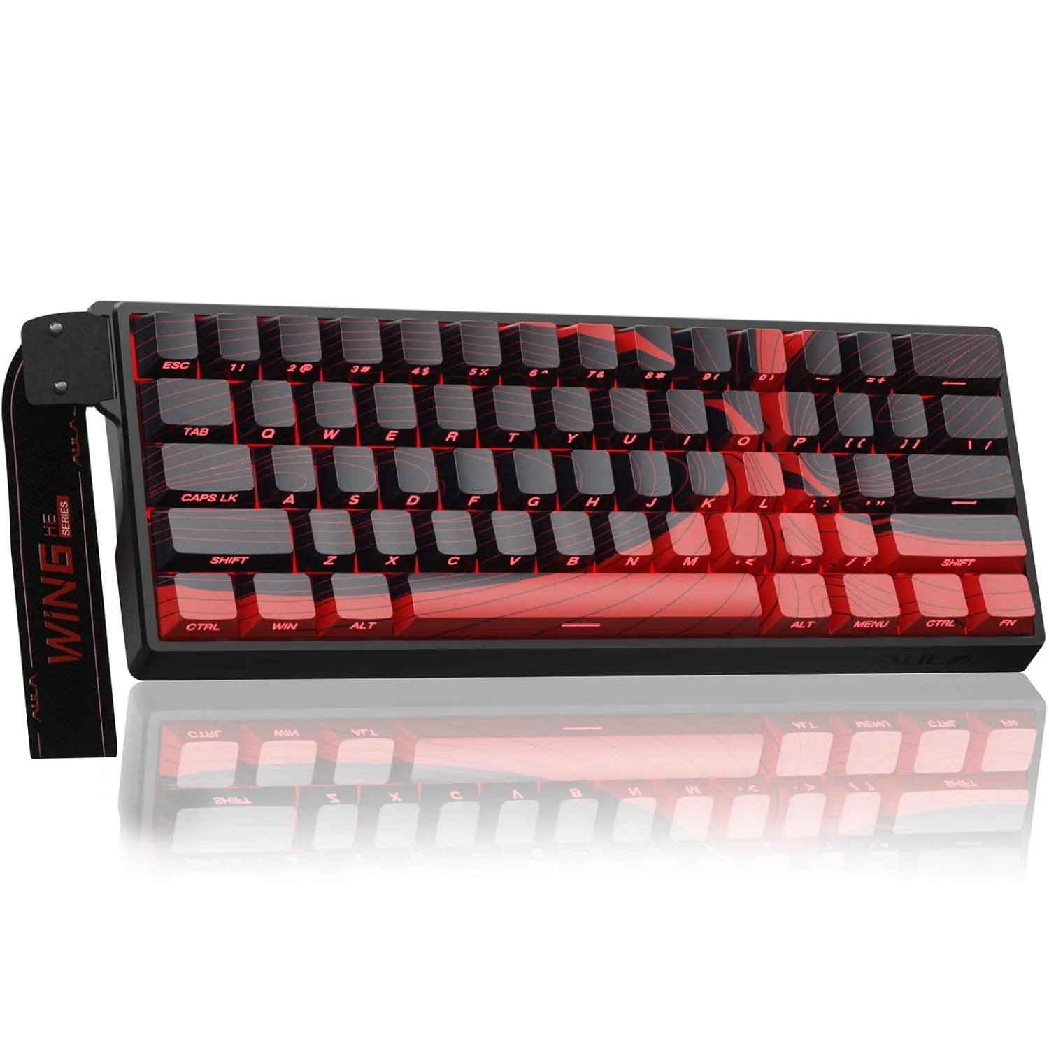 Perifericos Teclado USB Aula WIN60HE Max Black + Red Wing Chun Switch Magnetico Gamer