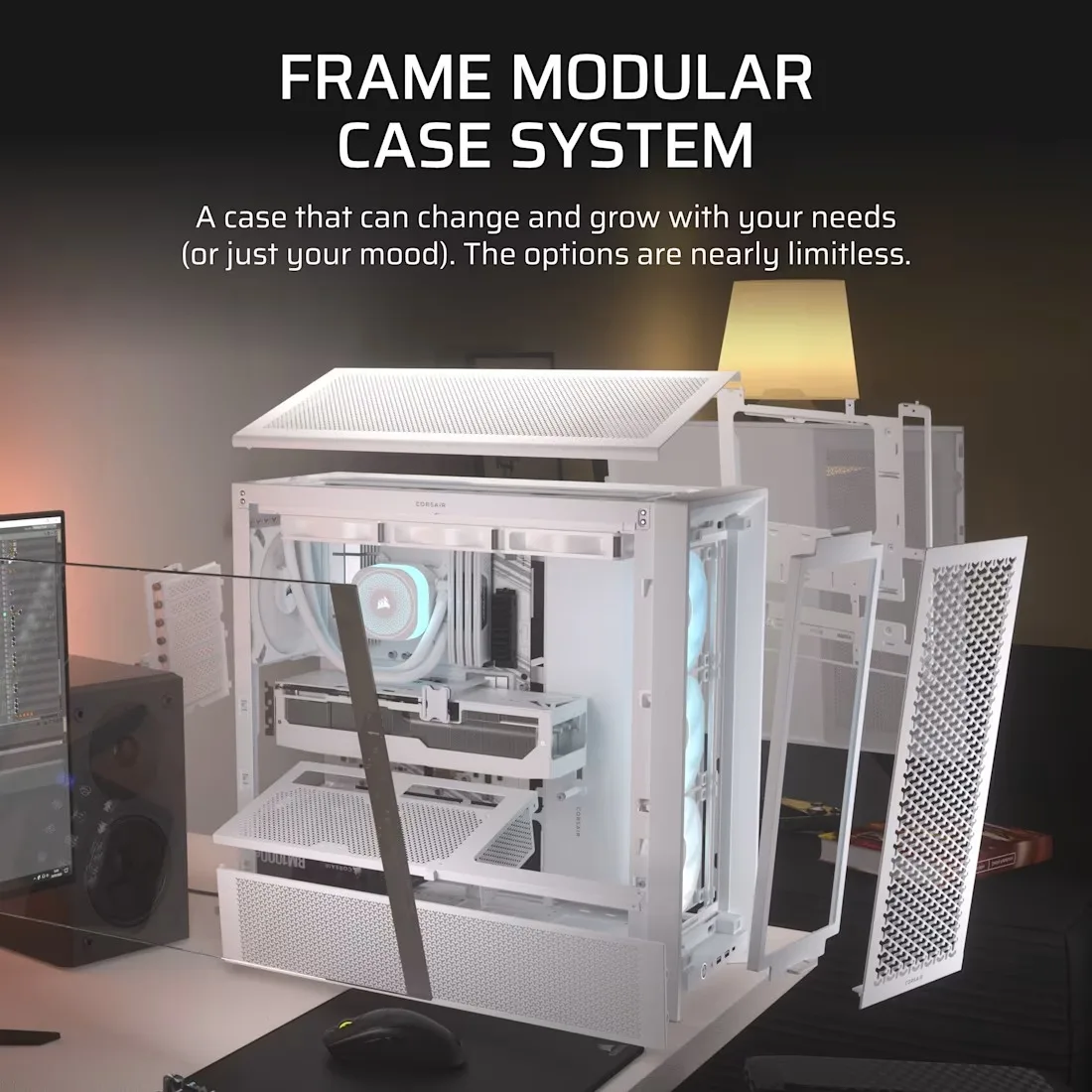 Gabinete Gamer Corsair Modular Frame 4000D RS X3 Fan ARGB White CC-9011297-WW