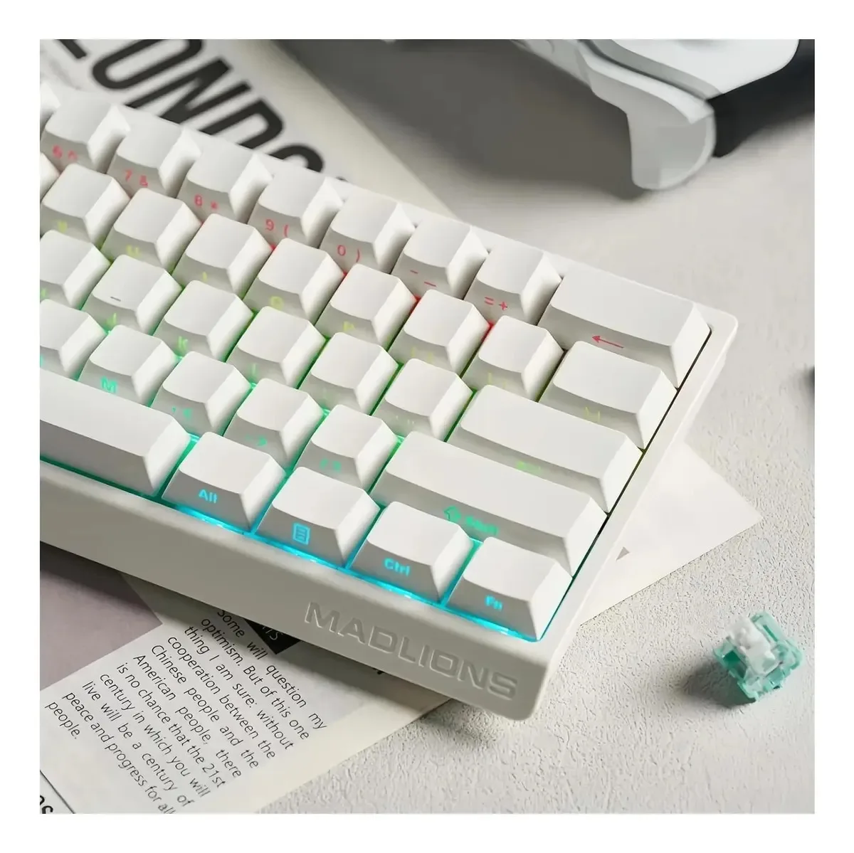 Perifericos Teclado USB FGG Madlions MAD60 HE RGB White Switch Per Shaft Pro Gamer Magnetico
