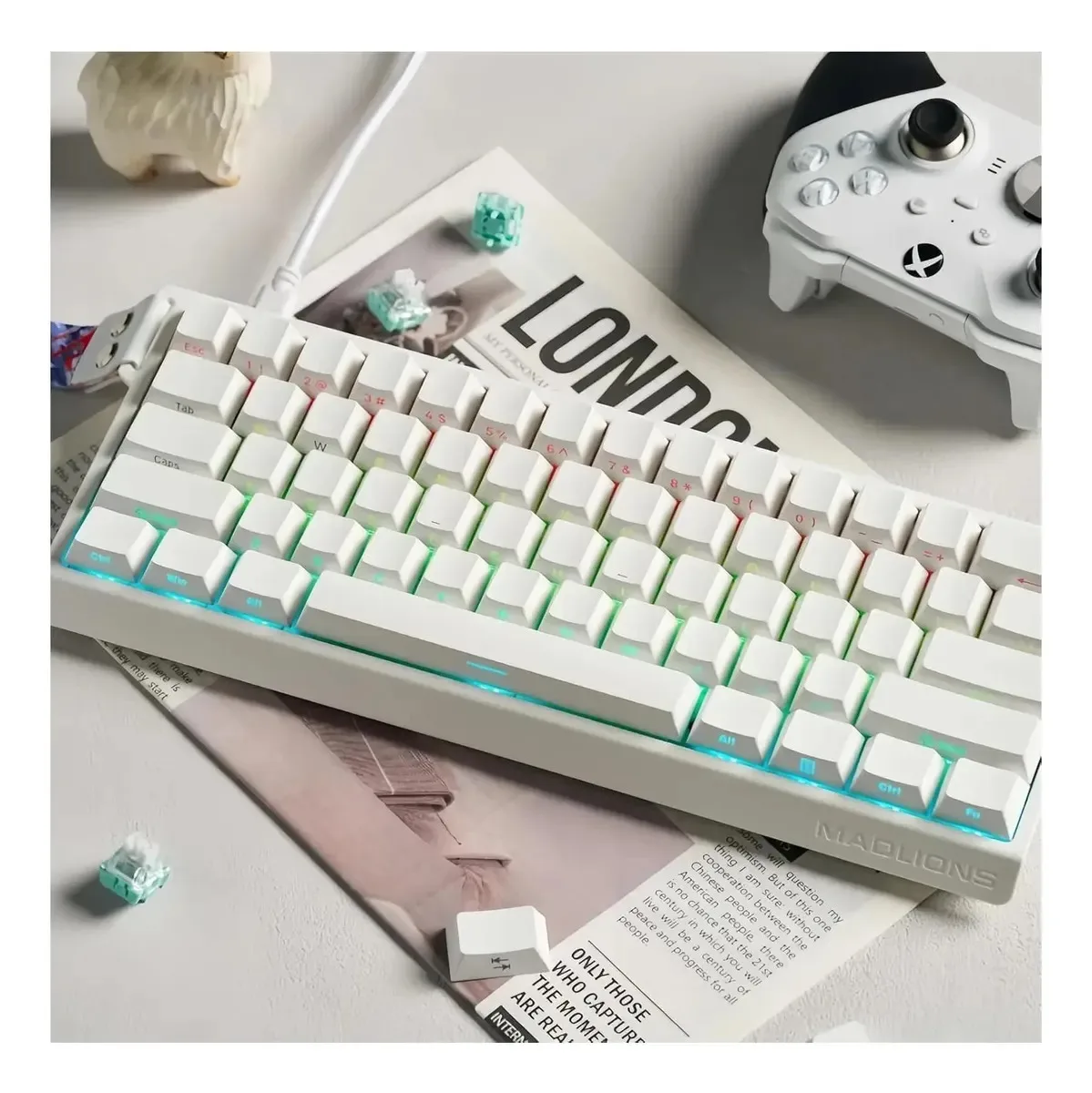 Perifericos Teclado USB FGG Madlions MAD60 HE RGB White Switch Per Shaft Pro Gamer Magnetico