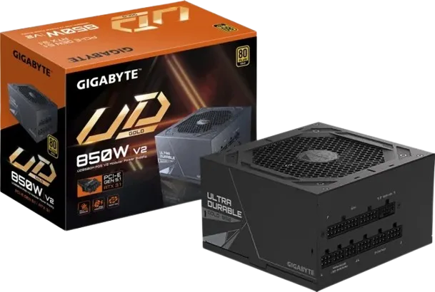 FUENTE CERTIFICADA GIGABYTE 850W UD BLACK 80 PLUS GOLD FULL MODULAR GP-UD850GM PG5 V2
